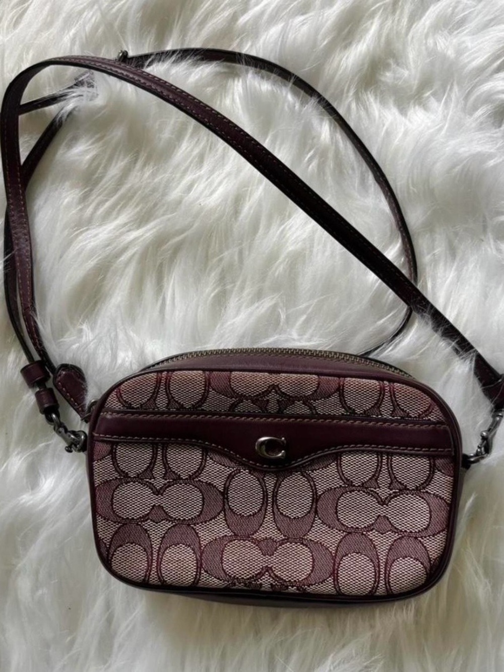 Coach Crossbody Bag in Burgundy Signature Canvas